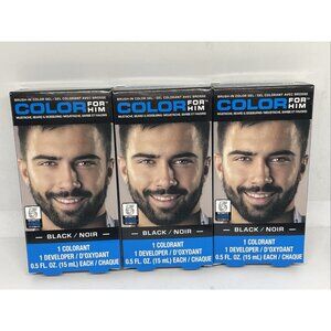 3X Colors For Him Brush In Color Gel Mustache Beard & Sideburns Black Noir Dye